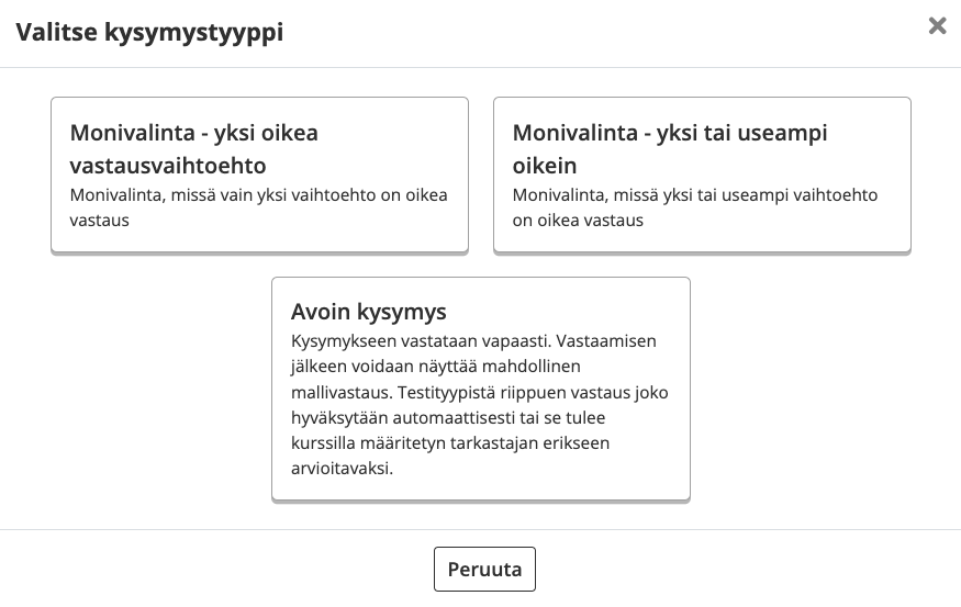 choosing question type