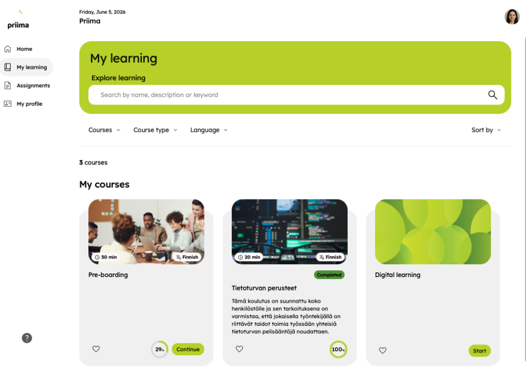 My learning view