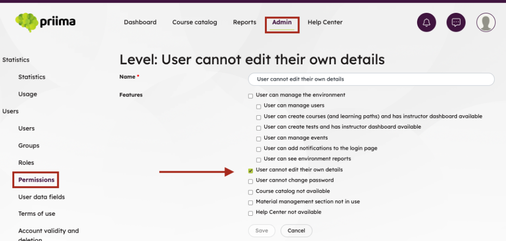 New permission-level feature: Users cannot edit their own information